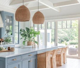 Custom Cabinets inset blue integrity kitchen
